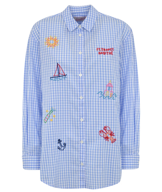 Mc2 Saint Barth Camicia in Popeline Brigitte Popeline Vichy 31 Tropez Multicolore