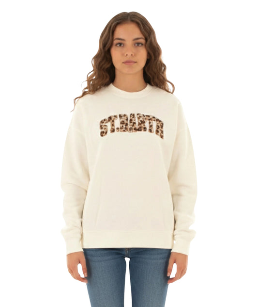 Mc2 Saint Barth Felpa con Logo Leopardato STARDUST W Bianco