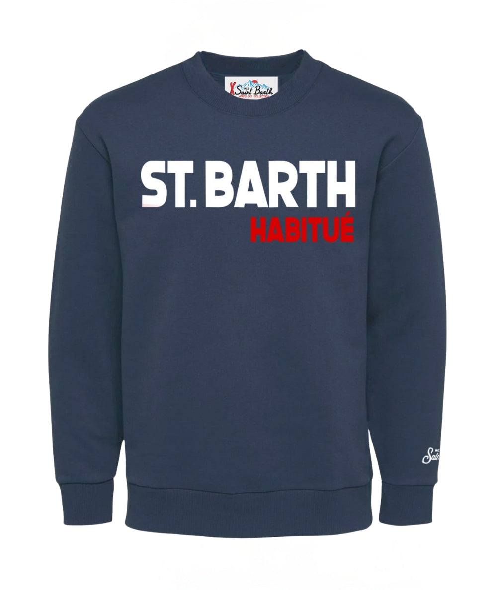 Mc2 Saint Barth Felpa con Maxi Scritta SOHON Blu Navy