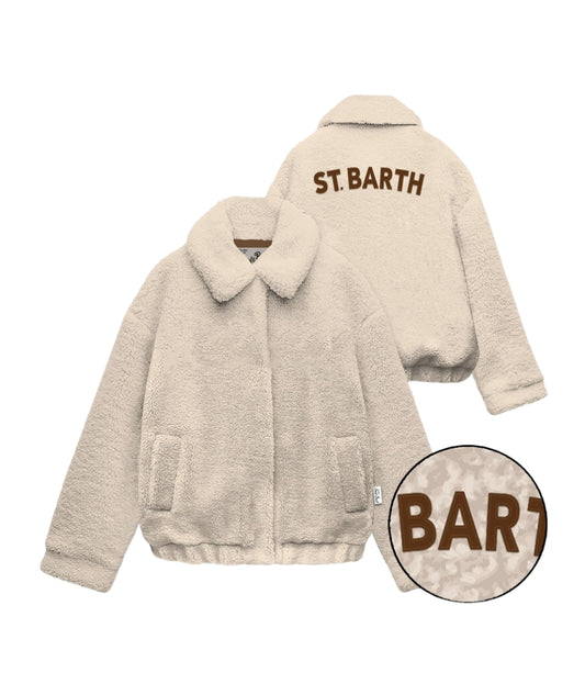 Mc2 Saint Barth Giacca in Sherpa con Patch ABEL JR TEDDY Beige