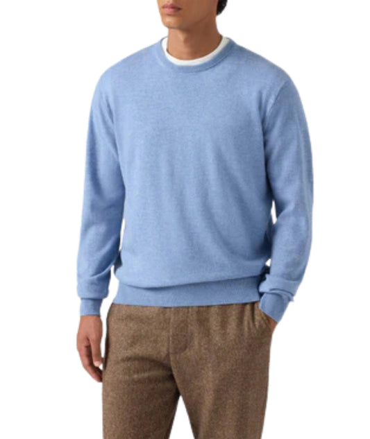 Mc2 Saint Barth Maglione Girocollo Lana Merino REGENT MERINOCASH Azzurro Polvere