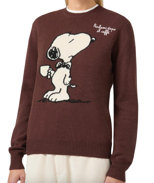 Mc2 Saint Barth Maglione Girocollo Snoopy NEW QUEEN Marrone