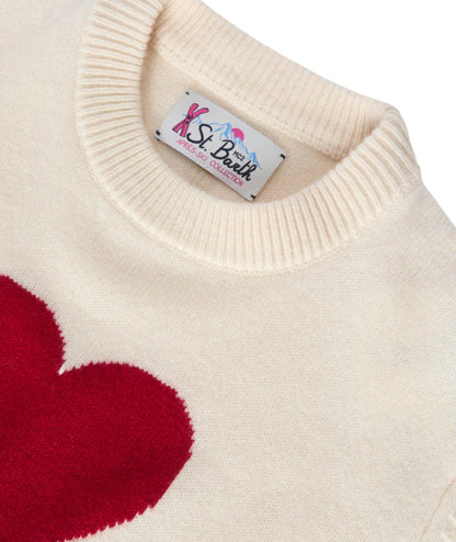 Mc2 Saint Barth Maglione Girocollo con Scritta KYLA JR Bianco