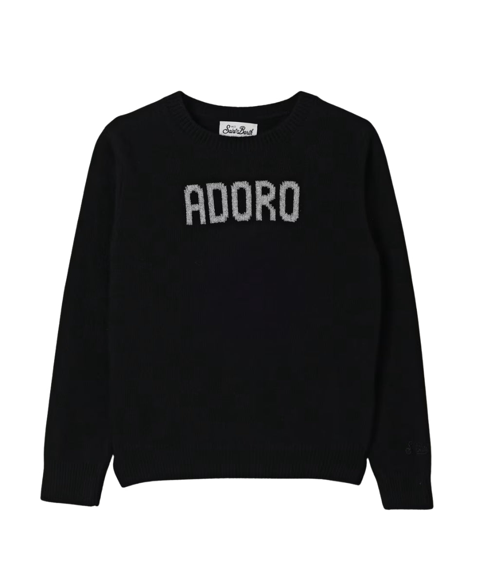 Mc2 Saint Barth Maglione Girocollo con Scritta PRINCESS Nero