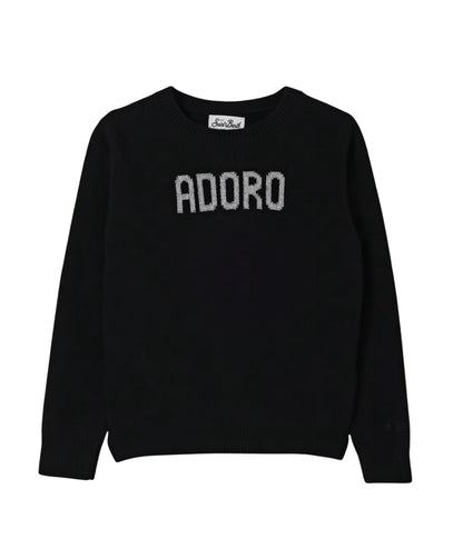 Mc2 Saint Barth Maglione Girocollo con Scritta PRINCESS Nero