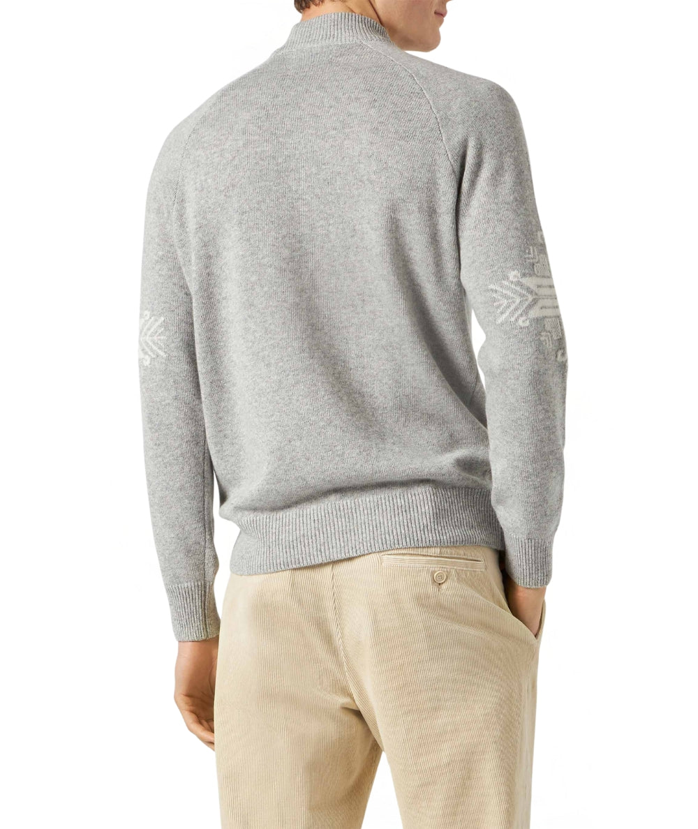 Mc2 Saint Barth Maglione Stampa Jacquard Ski Club DAVOS Grigio