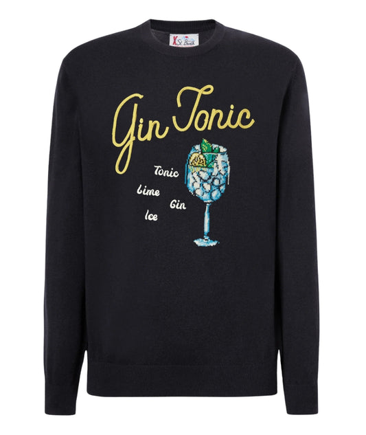 Mc2 Saint Barth Maglione con Ricami Gin HERON Blu Navy