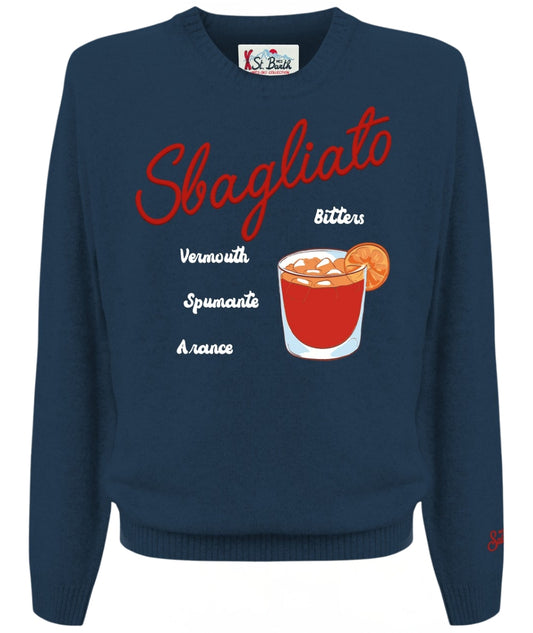 Mc2 Saint Barth Maglione con Ricami HERON Blu Navy