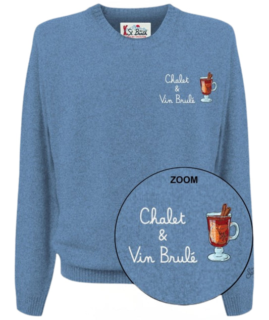 Mc2 Saint Barth Maglione con Ricami HERON LIGHT EMBRY Azzurro