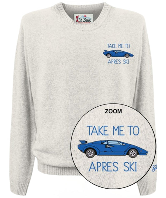 Mc2 Saint Barth Maglione con Ricami HERON LIGHT EMBRY Bianco Panna