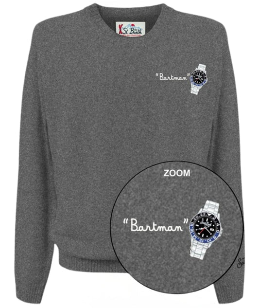 Mc2 Saint Barth Maglione con Ricami HERON LIGHT EMBRY Grigio