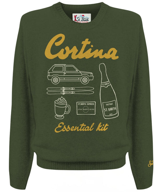 Mc2 Saint Barth Maglione con Ricami HERON Verde Militare