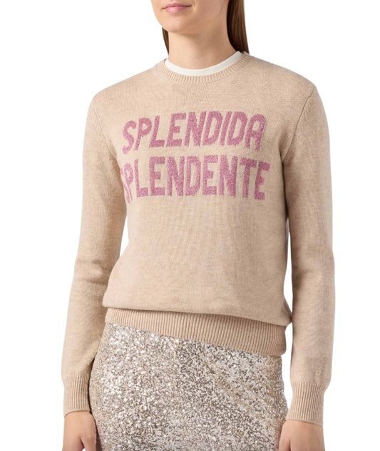 Mc2 Saint Barth Maglione con Scritta NEW QUEEN Beige