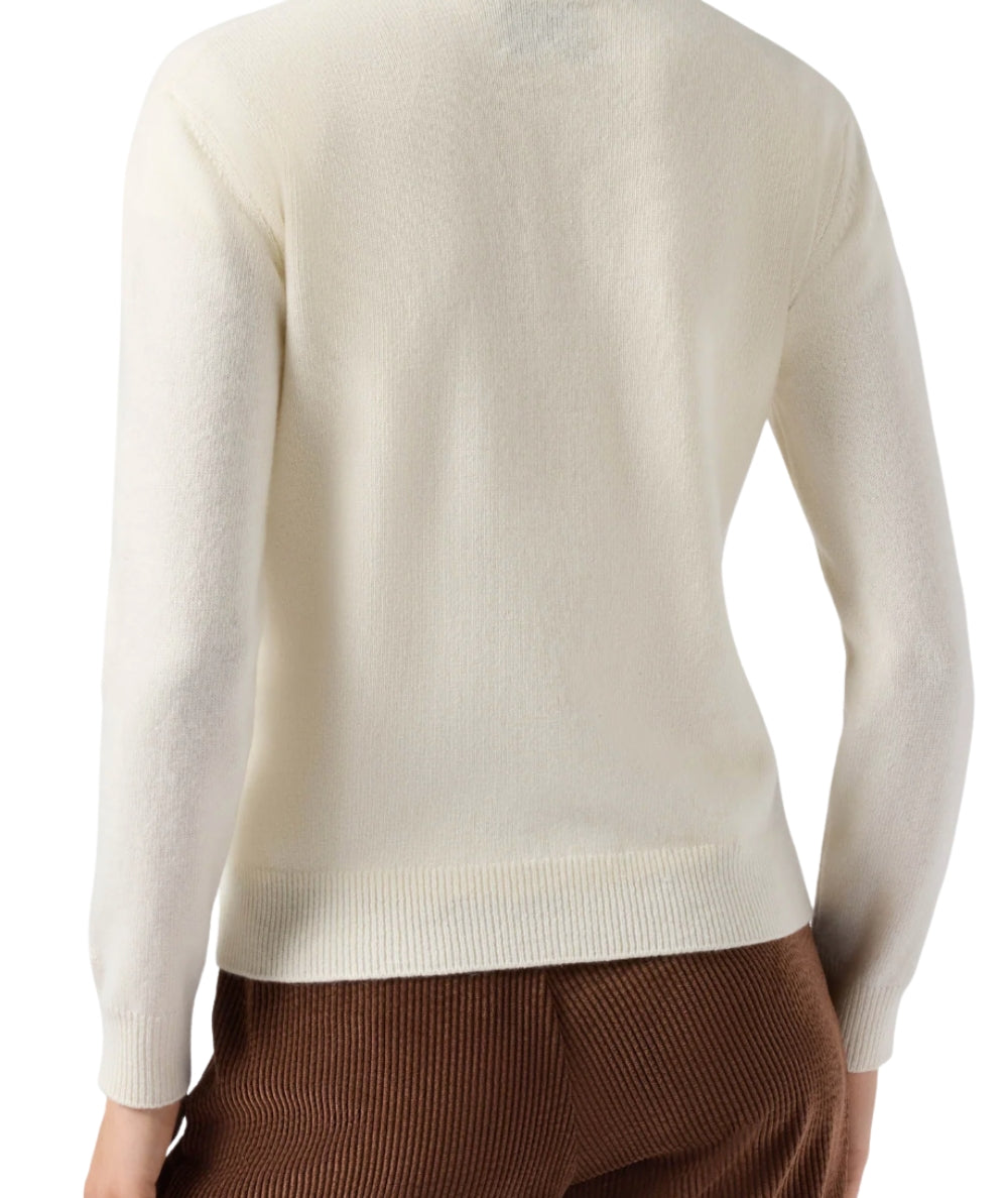 Mc2 Saint Barth Maglione con Scritta Ricamata NEW QUEEN Bianco Avorio