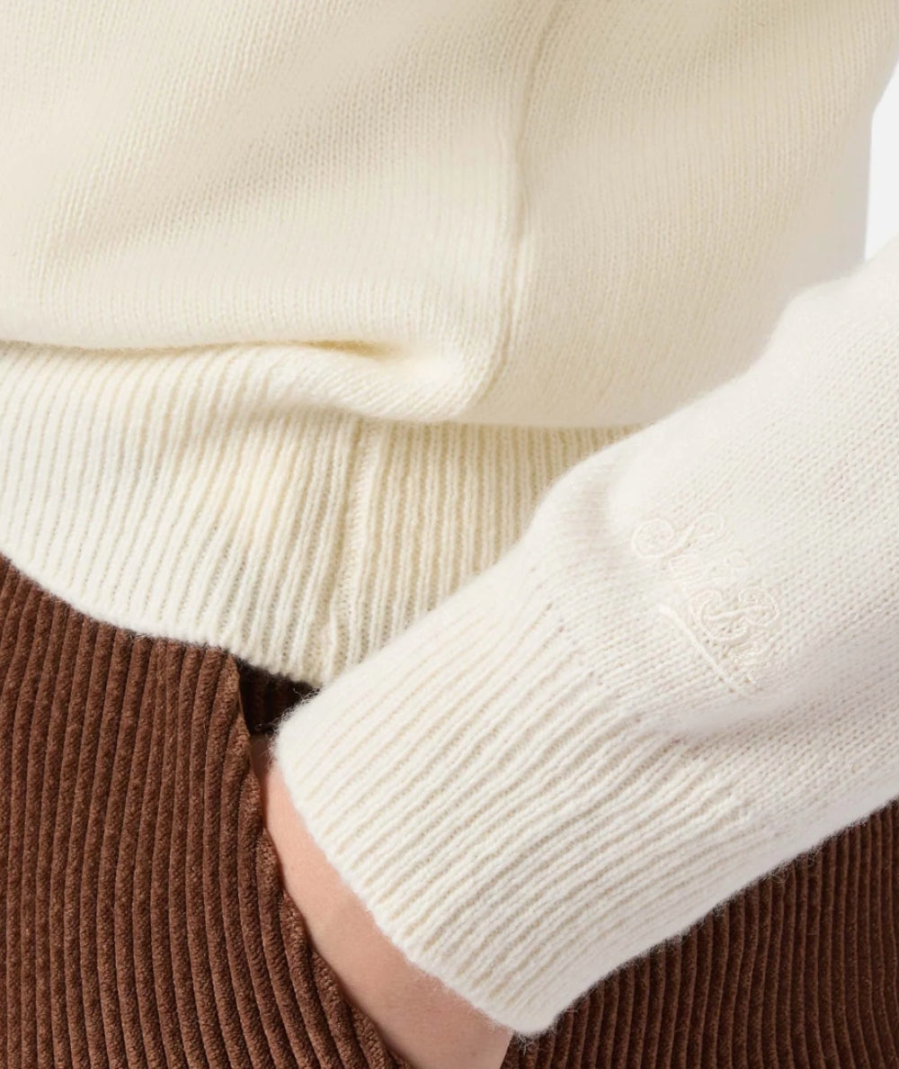 Mc2 Saint Barth Maglione con Scritta Ricamata NEW QUEEN Bianco Avorio