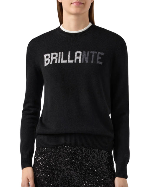 Mc2 Saint Barth Maglione con Scritta in Strass NEW QUEEN Nero