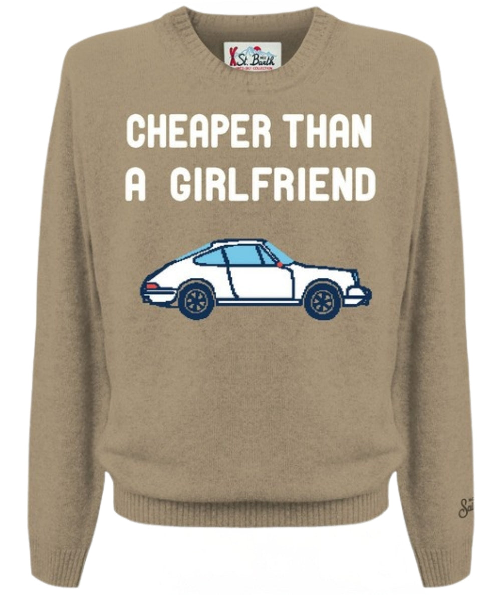 Mc2 Saint Barth Maglione con Stampa Jacquard HERON Beige