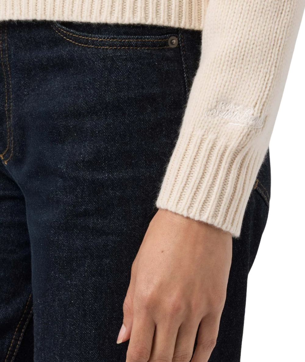 Mc2 Saint Barth Maglione con Stampa Jacquard KYLA Bianco