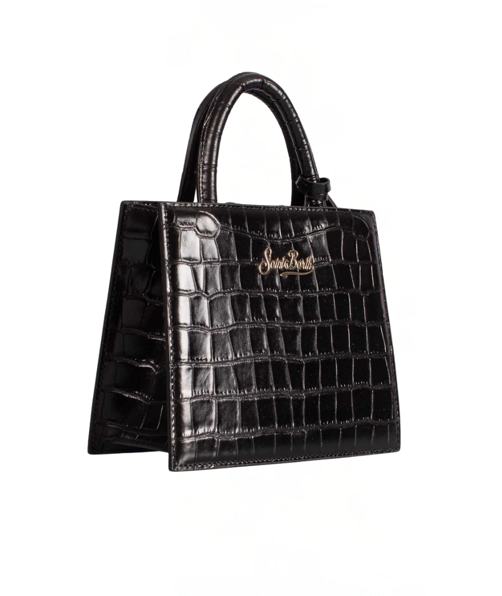 Mc2 Saint Barth Shop Bag Mini con Stampa Croco SHBM0002 Nero
