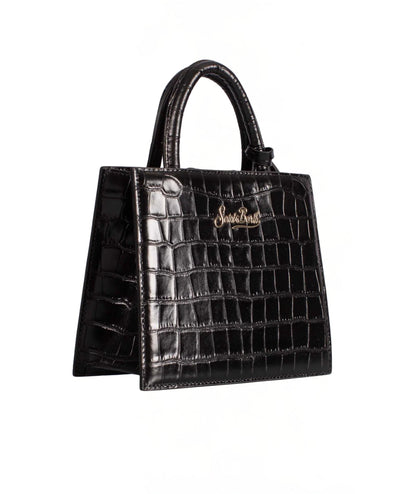 Mc2 Saint Barth Shop Bag Mini con Stampa Croco SHBM0002 Nero