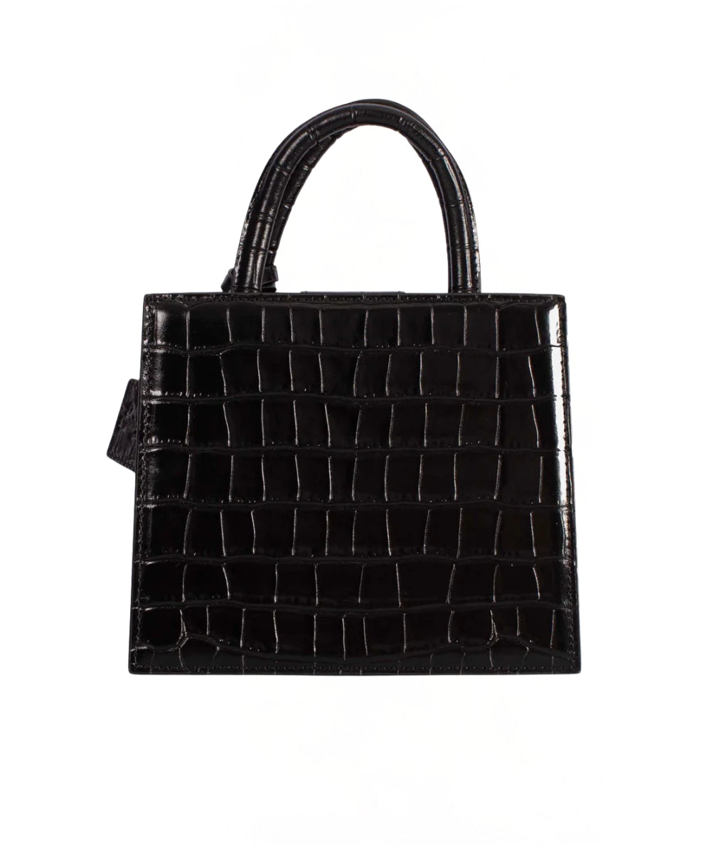 Mc2 Saint Barth Shop Bag Mini con Stampa Croco SHBM0002 Nero
