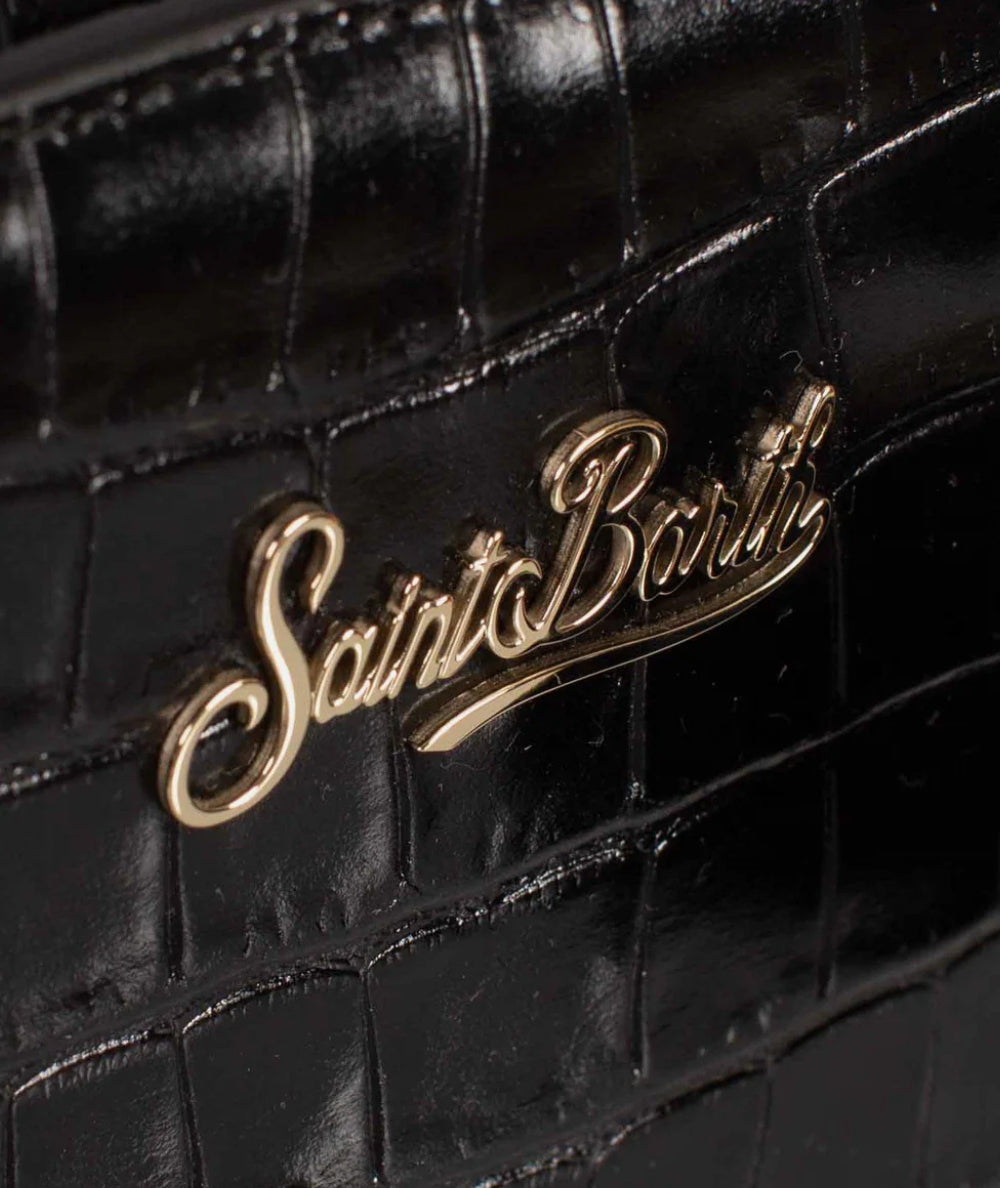 Mc2 Saint Barth Shop Bag Mini con Stampa Croco SHBM0002 Nero