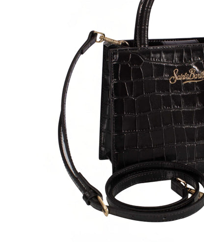 Mc2 Saint Barth Shop Bag Mini con Stampa Croco SHBM0002 Nero