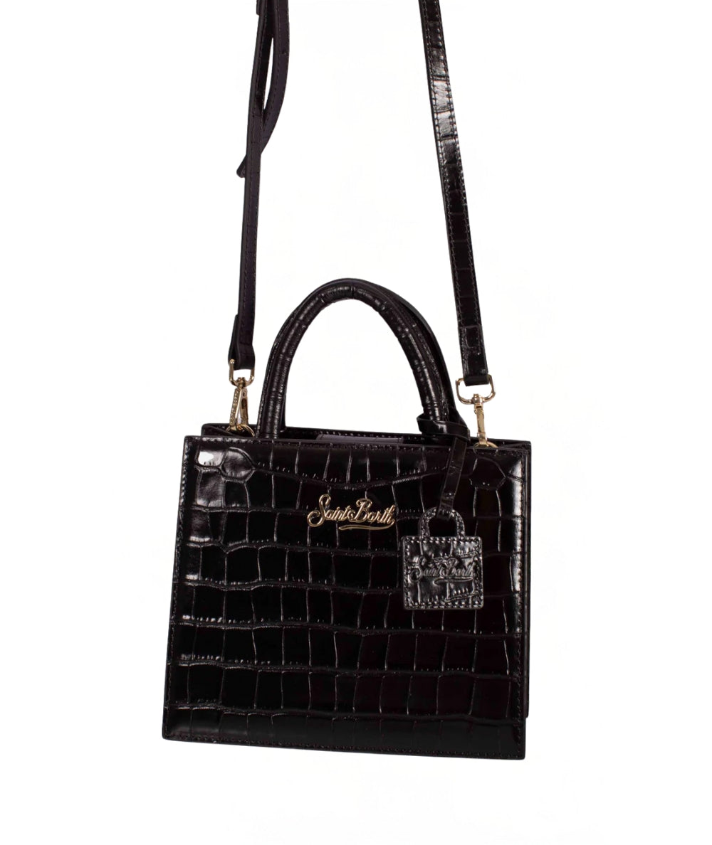 Mc2 Saint Barth Shop Bag Mini con Stampa Croco SHBM0002 Nero