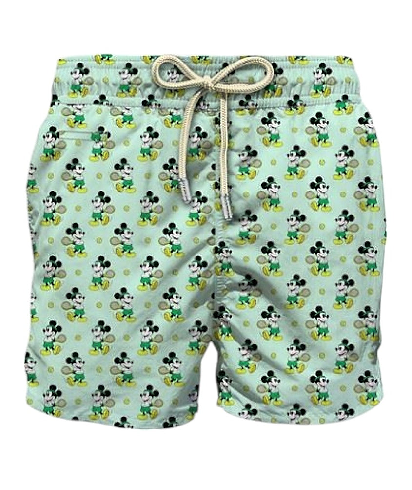 Mc2 Saint Barth Swim Short Lighting Micro Fantasy Mickey Tennis Verde