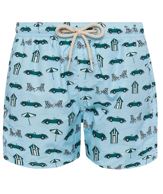Mc2 Saint Barth Swim Short Road To Forte 30 Lighting Micro Azzurro