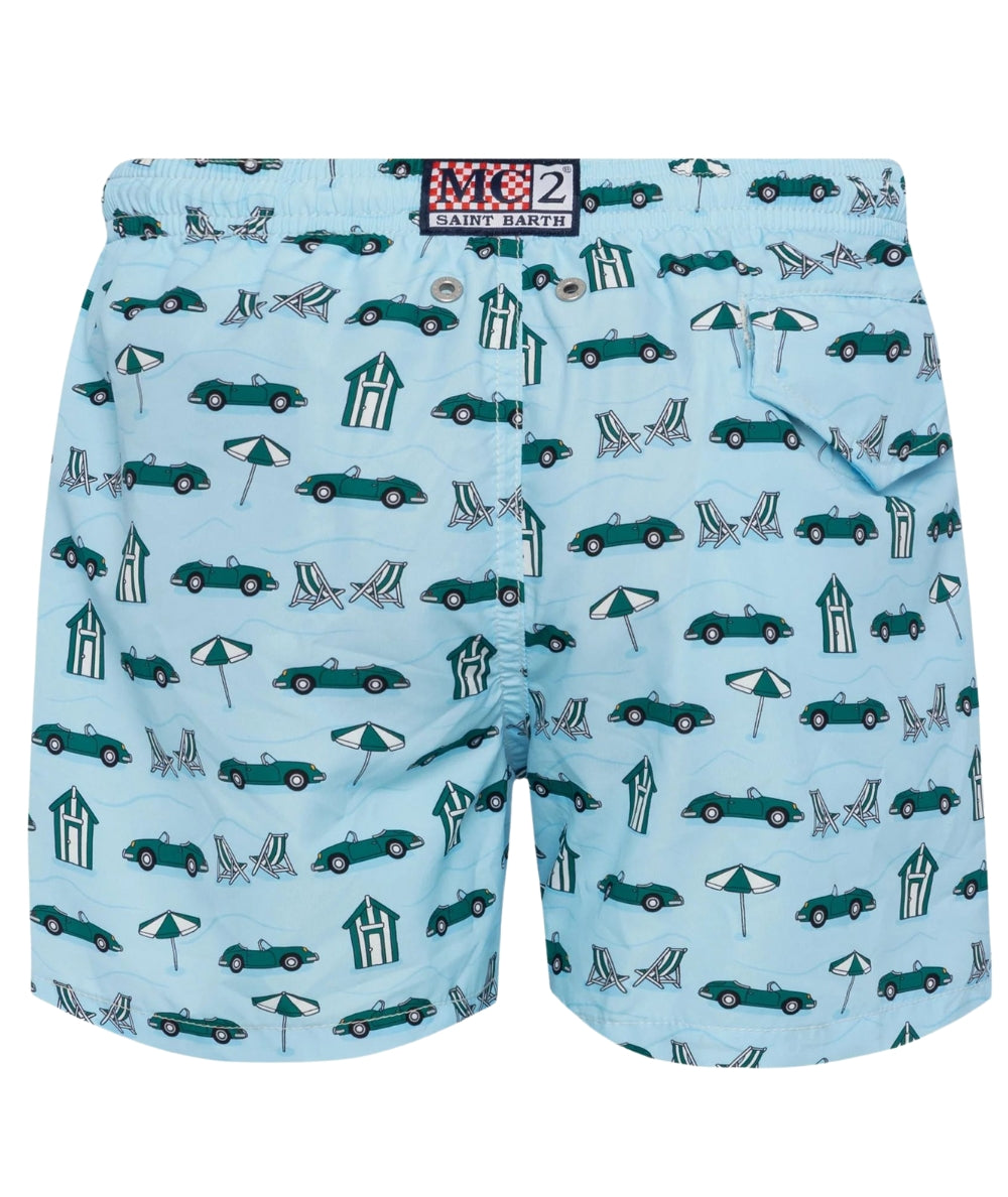 Mc2 Saint Barth Swim Short Road To Forte 30 Lighting Micro Azzurro