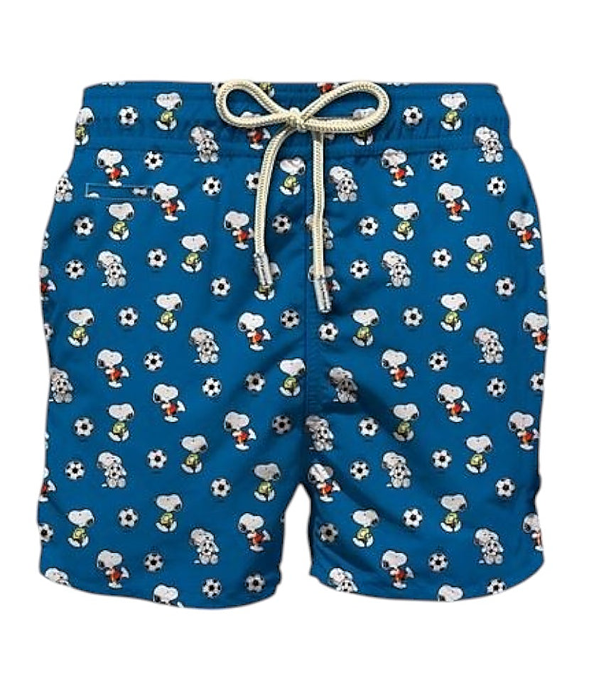 Mc2 Saint Barth Swim Short Snoopy Soccer Play Lighting Micro Fantasy Blu
