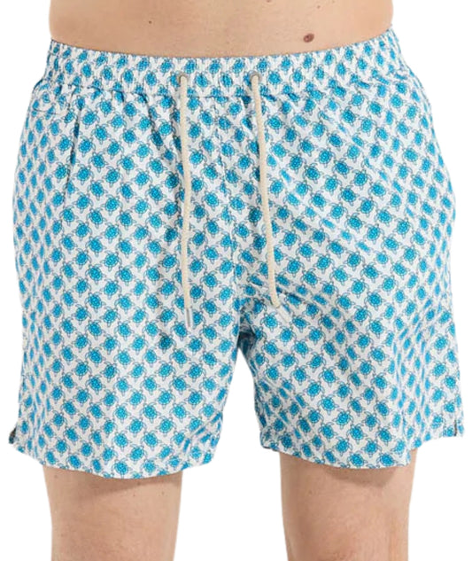 Mc2 Saint Barth Swim Shorts Lighting Micro Fantasy Tortoise Bianco Azzurro