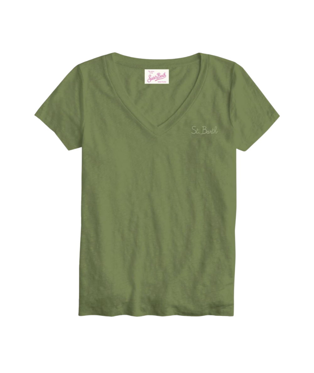 Mc2 Saint Barth T-Shirt in Lino SB52EMB Eloise Verde Militare