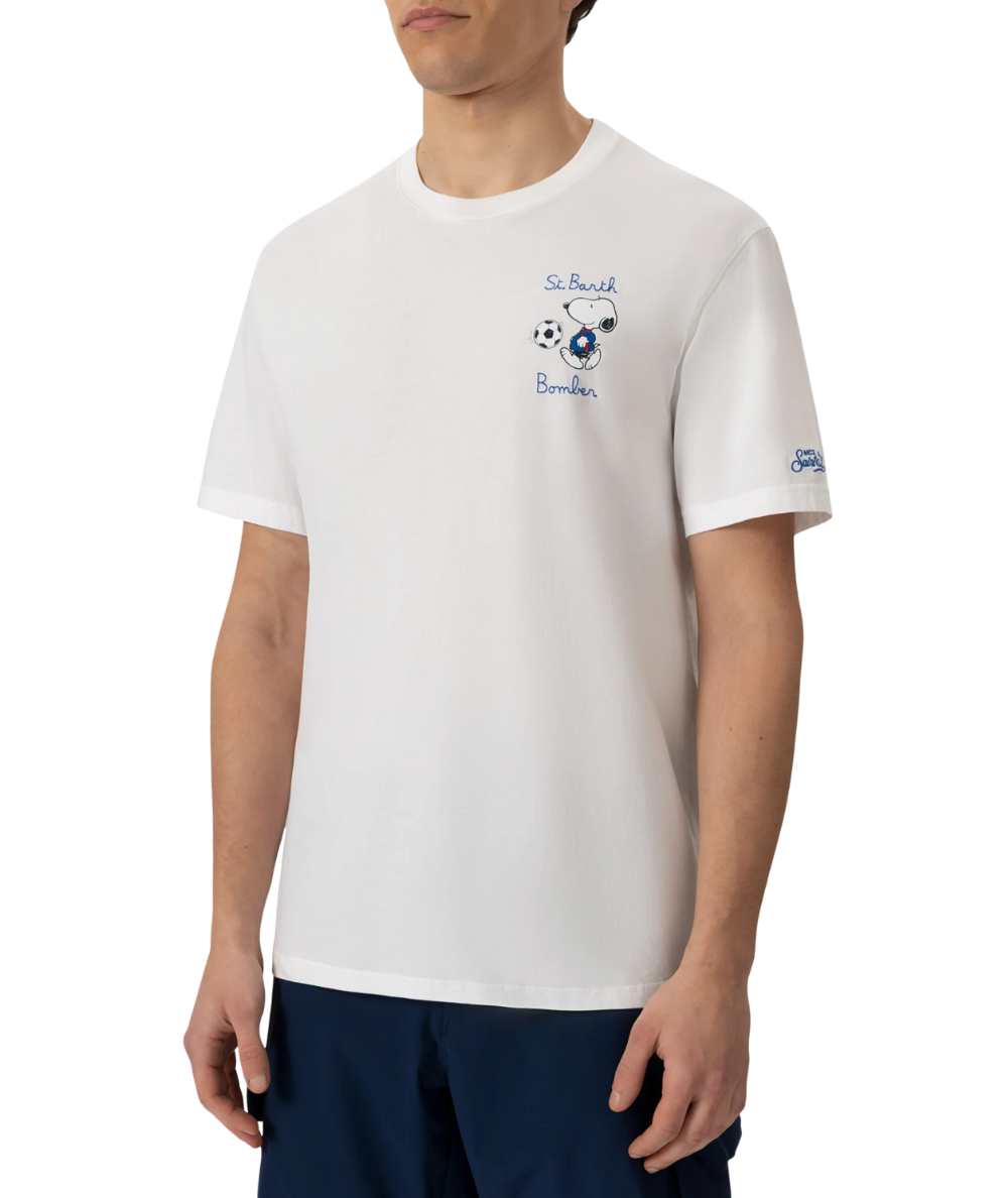 Mc2 Saint Barth T-shirt Girocollo con Stampa T-Shirt Man Snoopy Bomber  Bianco
