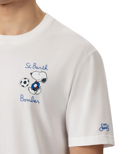 Mc2 Saint Barth T-shirt Girocollo con Stampa T-Shirt Man Snoopy Bomber  Bianco