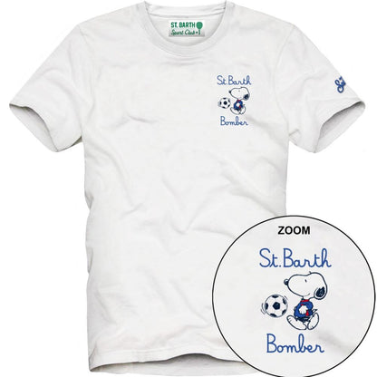 Mc2 Saint Barth T-shirt Girocollo con Stampa T-Shirt Man Snoopy Bomber  Bianco