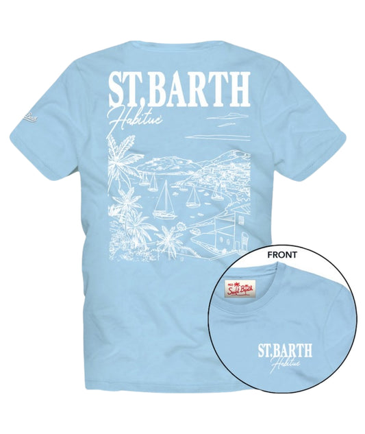 Mc2 Saint Barth T-shirt Girocollo con Stampa TSHIRTBOY/SBARTHLINE31 Azzurro