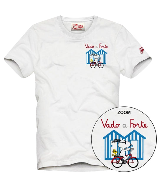 Mc2 Saint Barth T-shirt Girocollo con Stampa TSHIRTBOY/SNOOPYBEACHRIDING Bianco
