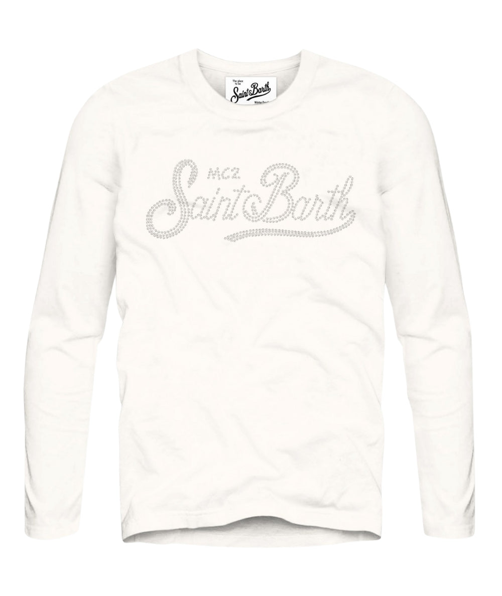 Mc2 Saint Barth T-shirt con Logo Strass PENNY Bianco