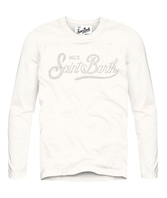 Mc2 Saint Barth T-shirt con Logo Strass PENNY Bianco