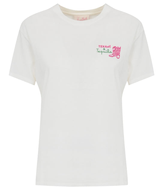 Mc2 Saint Barth T-shirt con Ricamo Emilie Tequila Texani 01N EMB Bianco