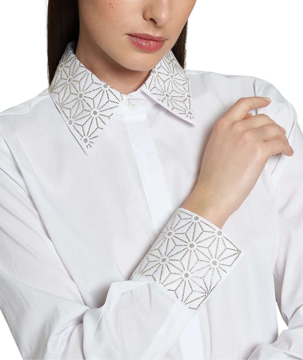 Mondrian Venezia by Camicetta Snob Camicia con Applicazioni Gioiello 31520 Bianco