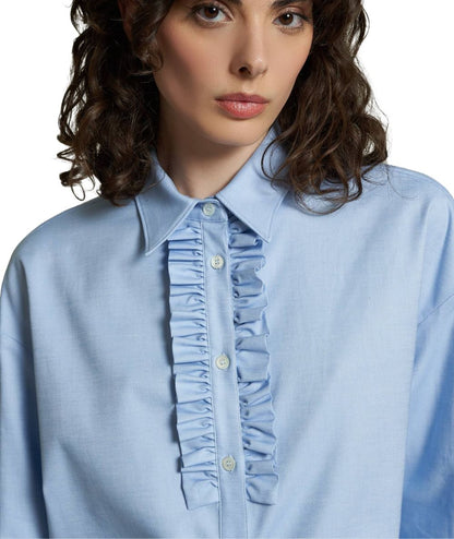 Mondrian Venezia by Camicetta Snob Camicia in Oxford con Jabot 31506 750 Celeste