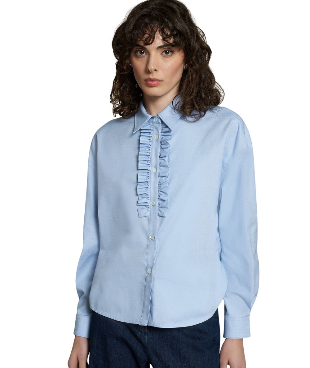 Mondrian Venezia by Camicetta Snob Camicia in Oxford con Jabot 31506 750 Celeste