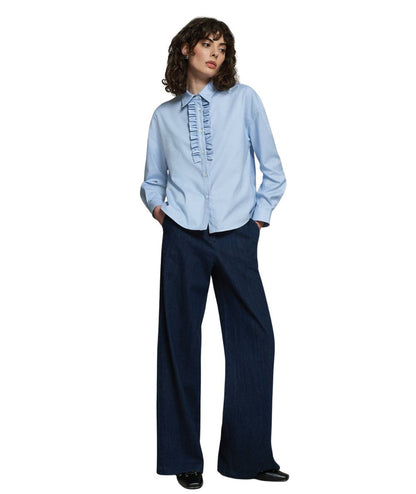 Mondrian Venezia by Camicetta Snob Camicia in Oxford con Jabot 31506 750 Celeste