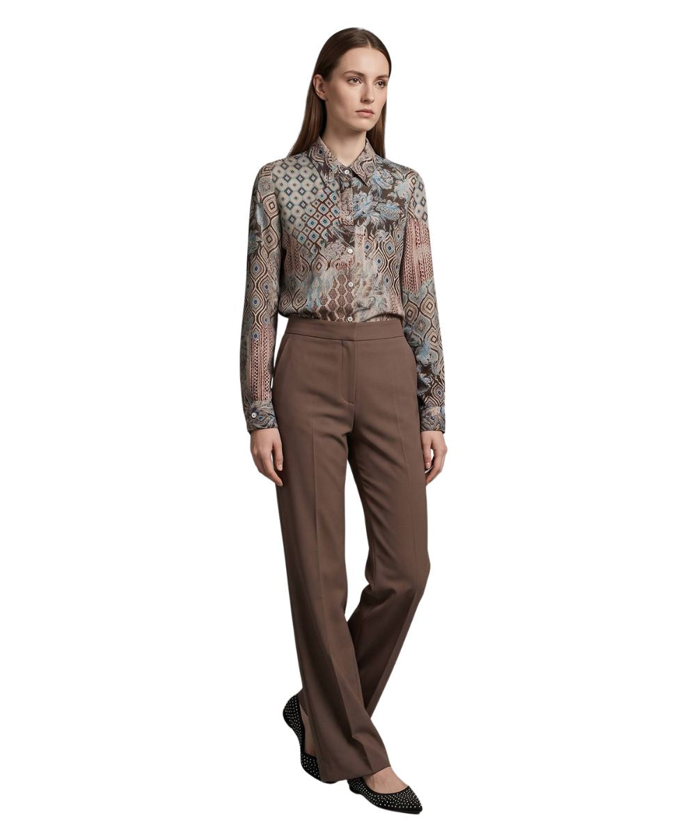 Mondrian Venezia by Camicetta Snob Camicia in Raso di Viscosa a Fantasia Tortora e Celeste
