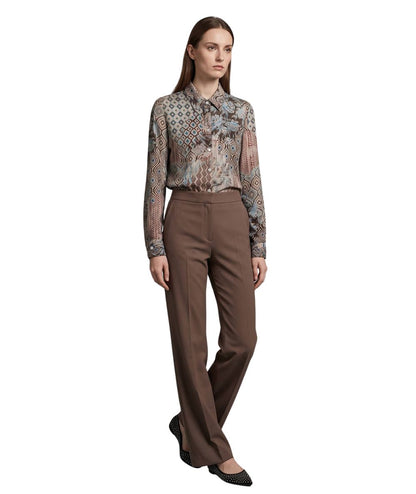 Mondrian Venezia by Camicetta Snob Camicia in Raso di Viscosa a Fantasia Tortora e Celeste