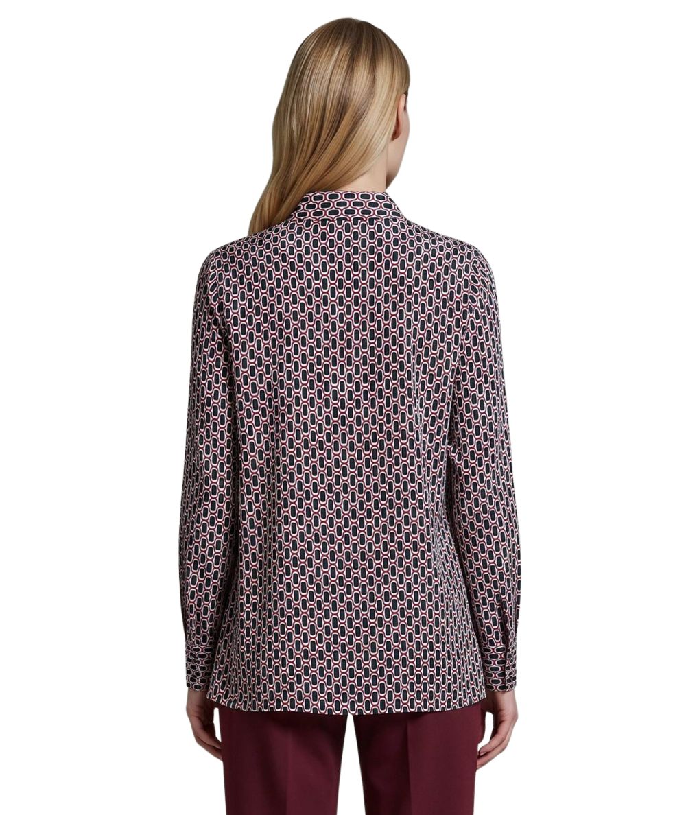 Mondrian Venezia by Camicetta Snob Camicia in Sensitive Tecnico Fantasia Geometrica Blu e Bordeaux