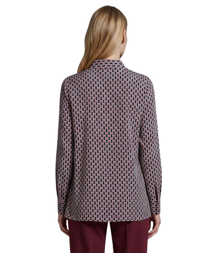 Mondrian Venezia by Camicetta Snob Camicia in Sensitive Tecnico Fantasia Geometrica Blu e Bordeaux